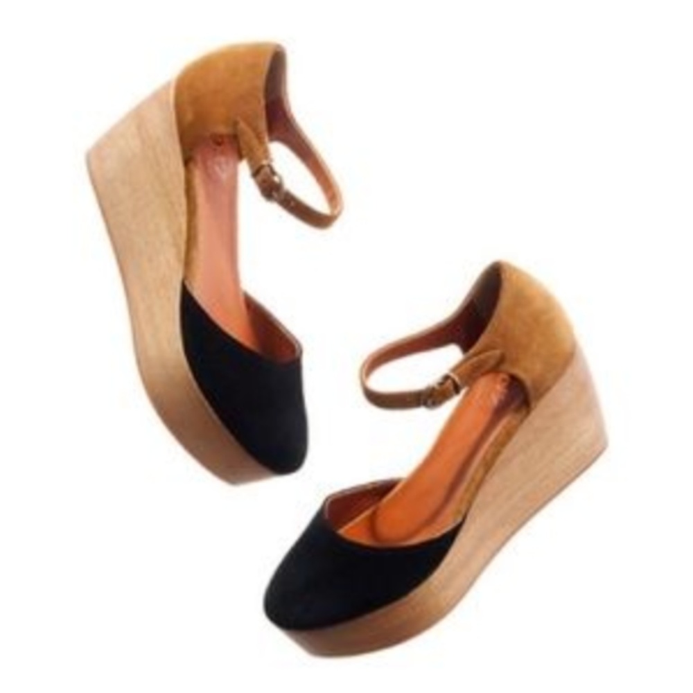 Madewell Two Tone Suede Closed-Toe Platform Wedge